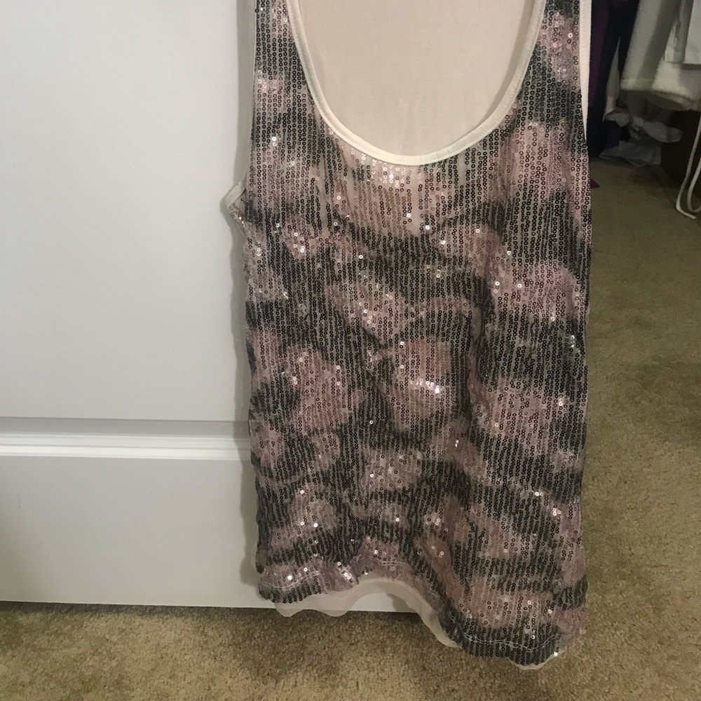Pink and gray sequins cami/tank top
